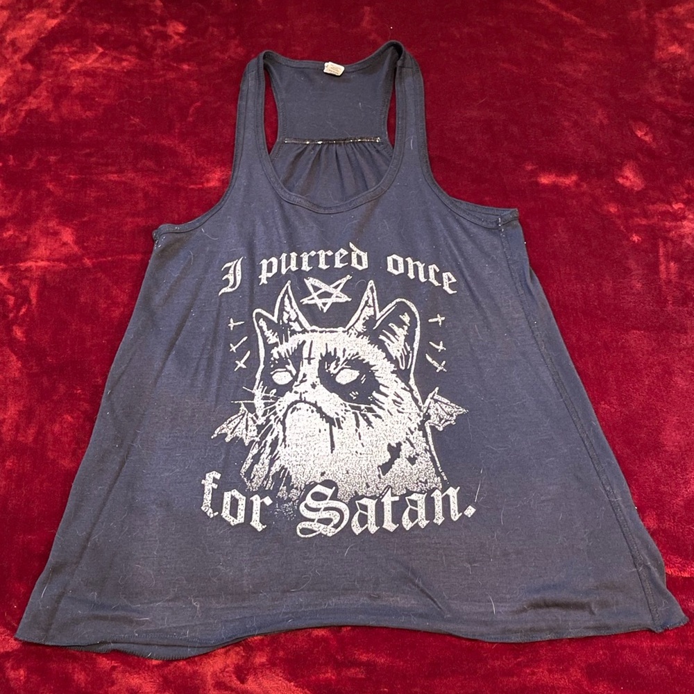 Grumpy Cat “I purred once for satan” tank